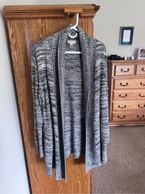 LOFT Gray Marled Open-Front Women's Cardigan